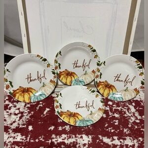 Royal Norfolk Set of 4 Fall Themed Salad Plates. “Thankful”